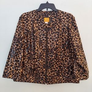 Ruby Rd. Women's Leopard Print 3/4 Sleeve Jacket  Size 16